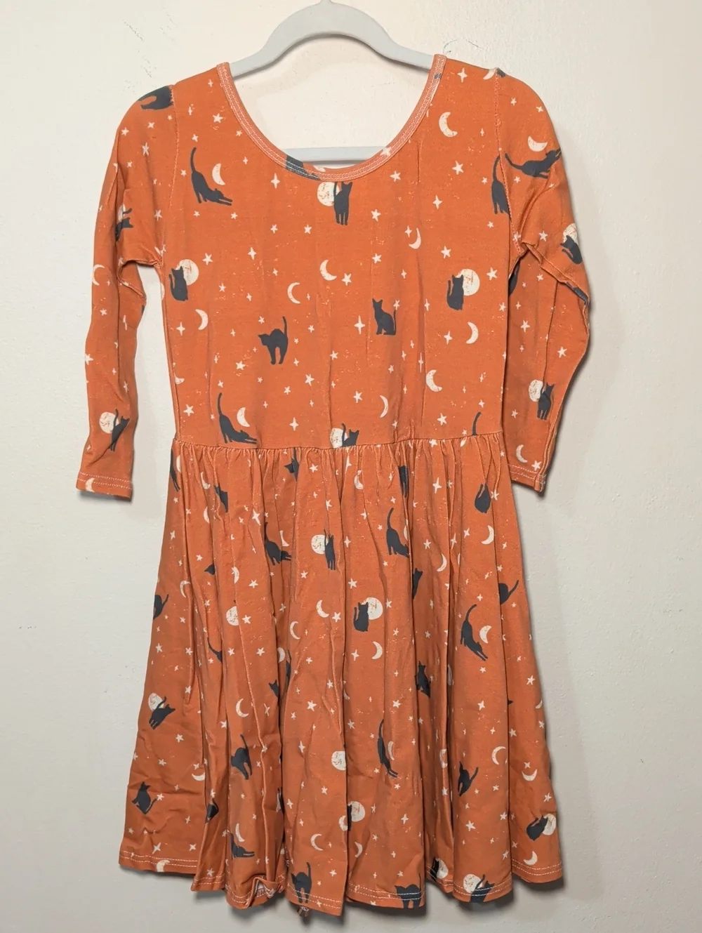 Vivie & Ash Black Cats in Moonlight Dress Orange Black Halloween Girls Size 8